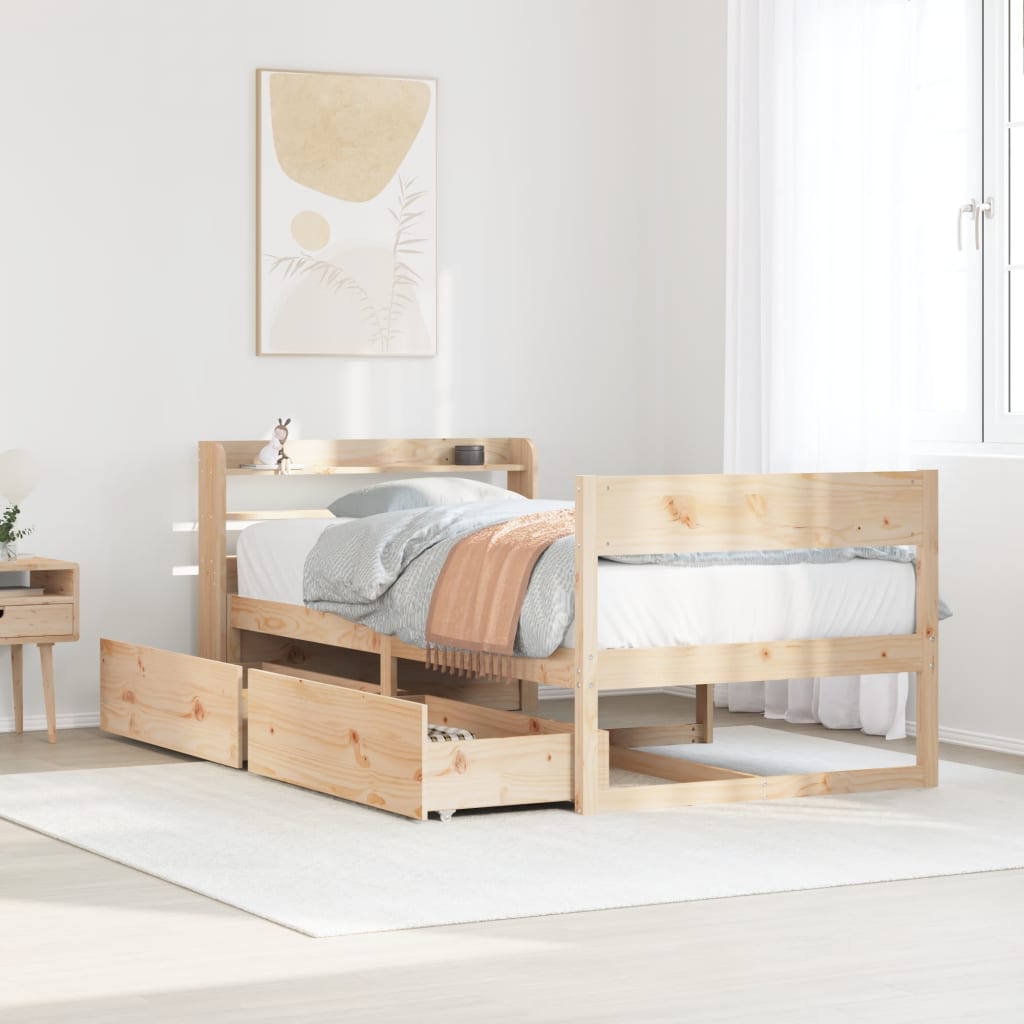 Giroletto senza Materasso 100x200 cm in Legno Massello di Pino