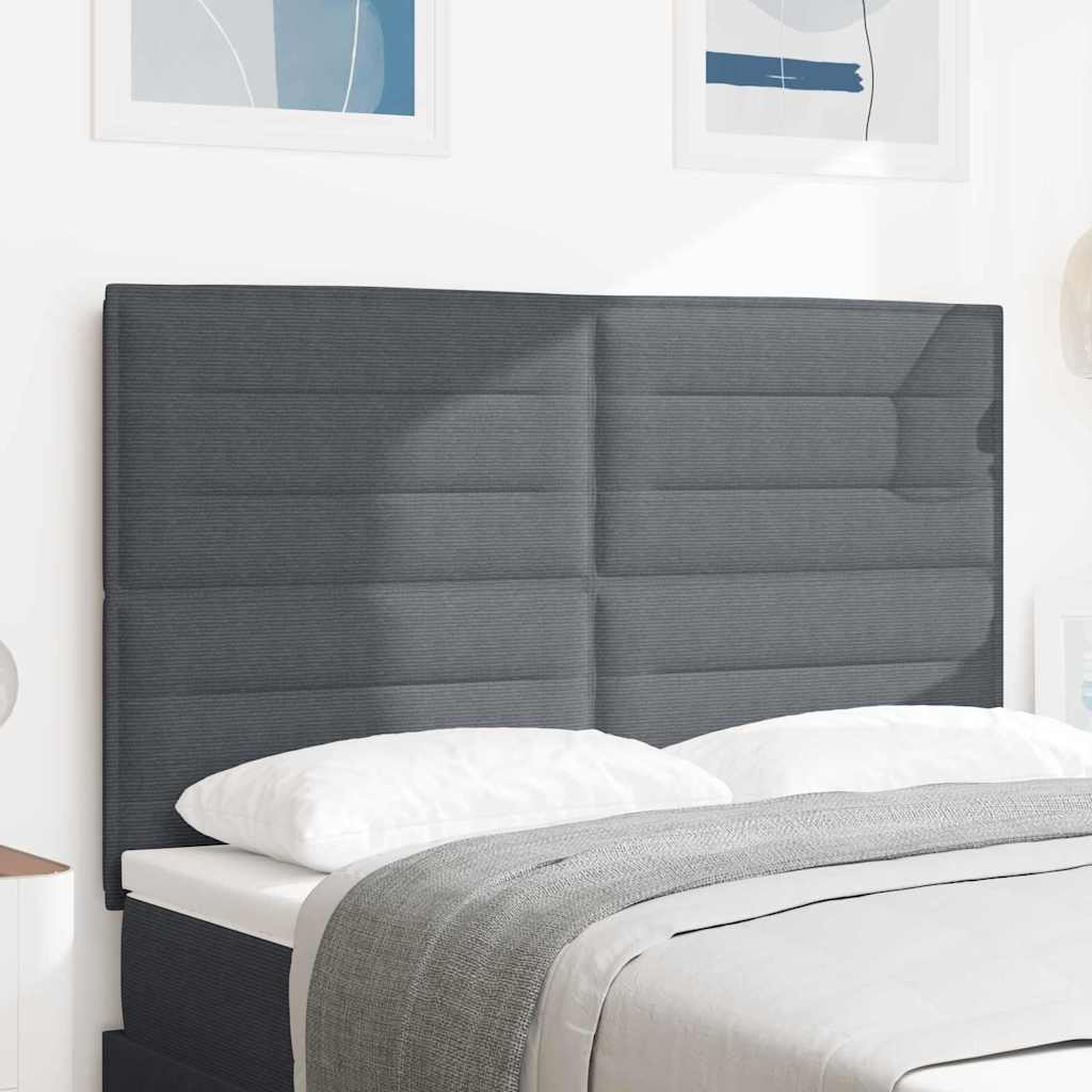 Testiera LED con testiera Grigio scuro 144 cm Tessuto in Cords