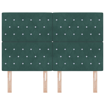 Testiera LED con testiera Verde Scuro 144 cm Poliestere