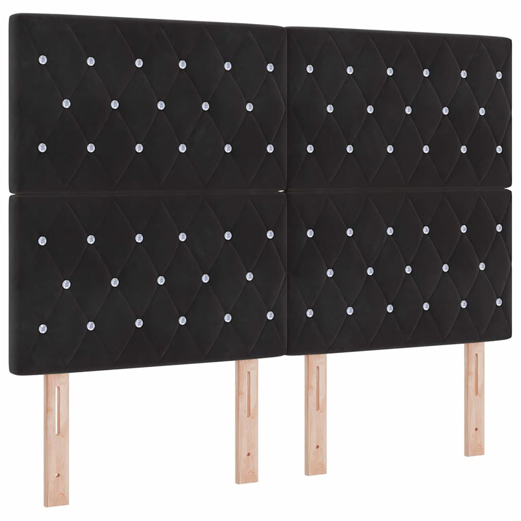 Testiera LED con strisce LED con testiera Nero 160 cm Velluto