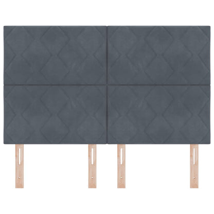 Testiera LED Grigio scuro 144 cm Pelle Sintetica