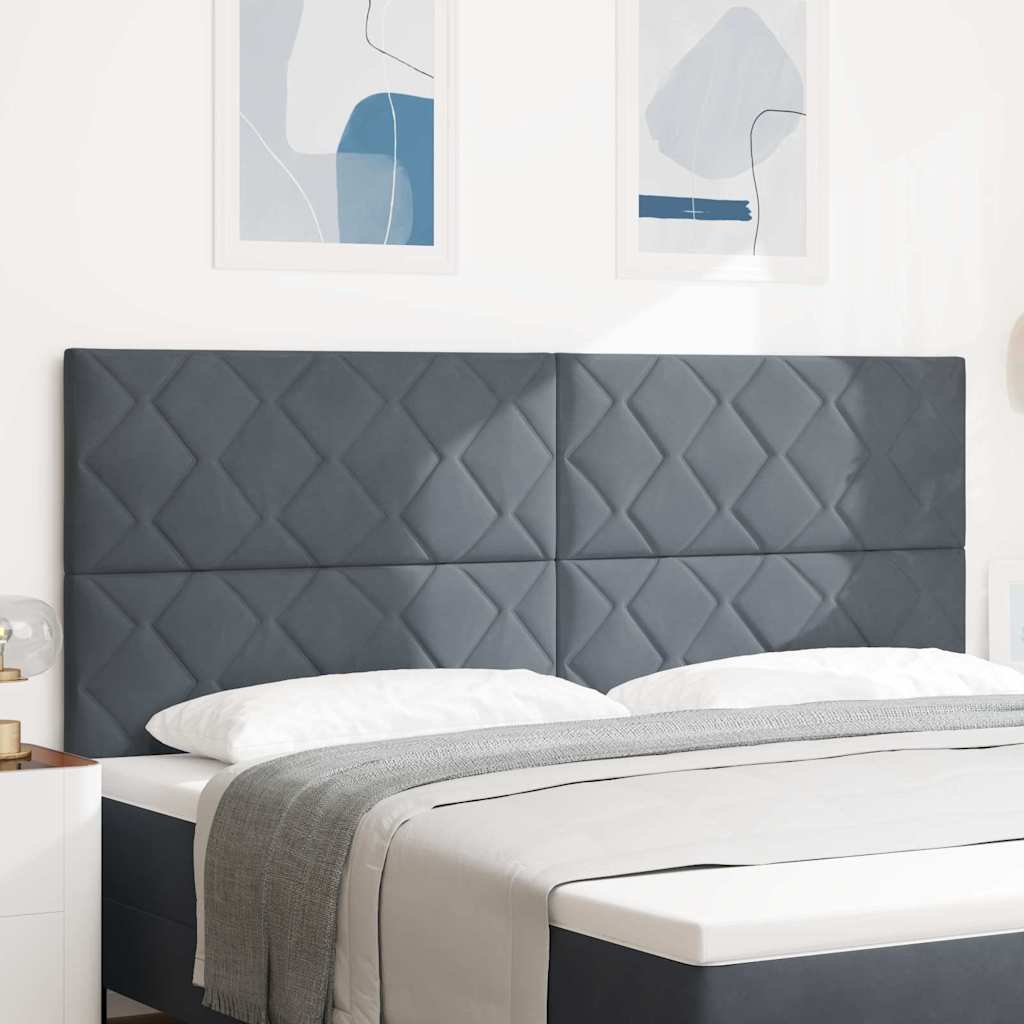 Testiera LED Grigio scuro 200 cm Pelle Sintetica