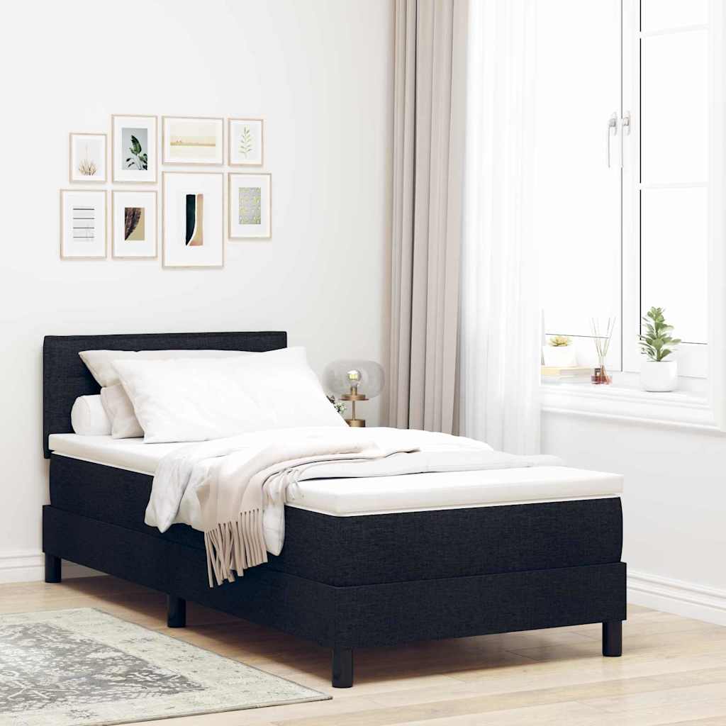 Letto a molle con materasso Nero 80 x 200 cm Tessuto