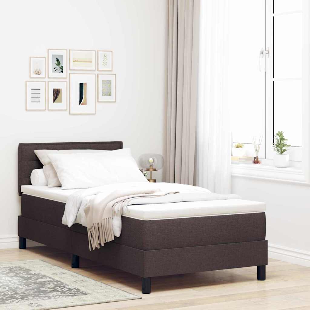 Letto a molle con materasso Marrone Scuro 90 x 200 cm Tessuto