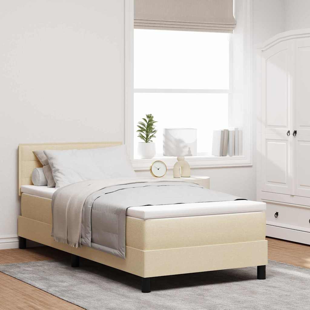 Letto a molle con materasso Crema 90 x 200 cm Tessuto