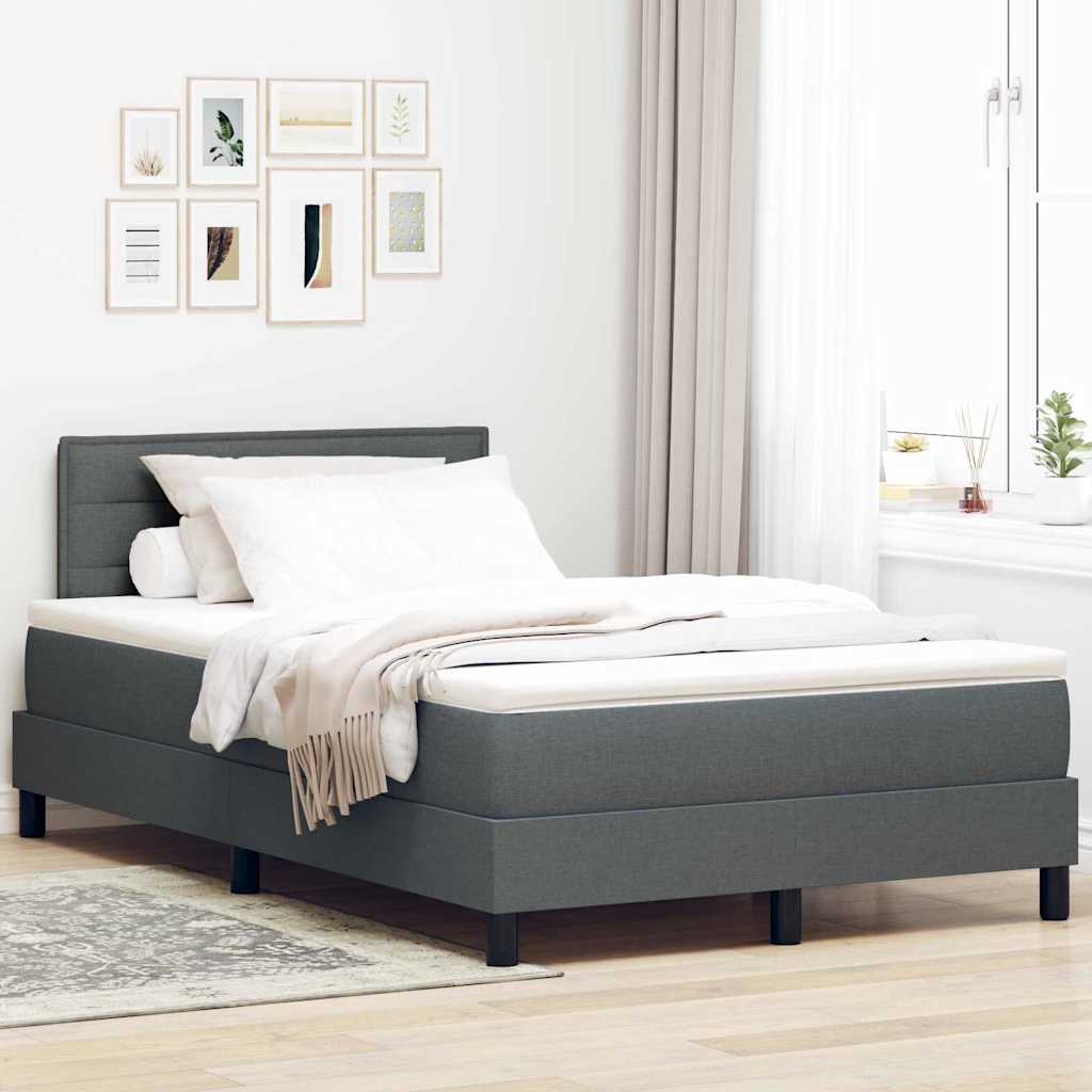 Letto a molle con materasso Grigio scuro 120 x 190 cm Tessuto