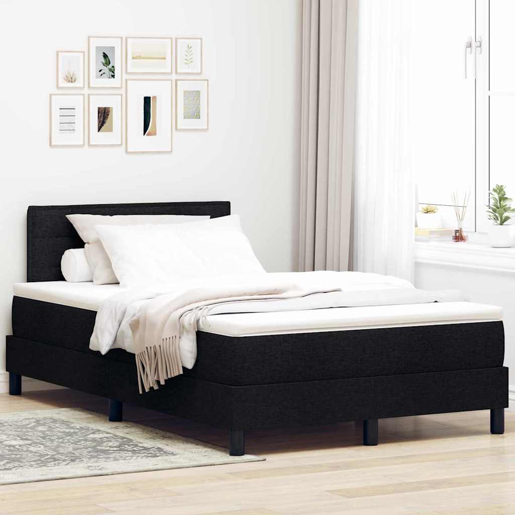 Letto a molle con materasso Nero 120 x 190 cm Tessuto