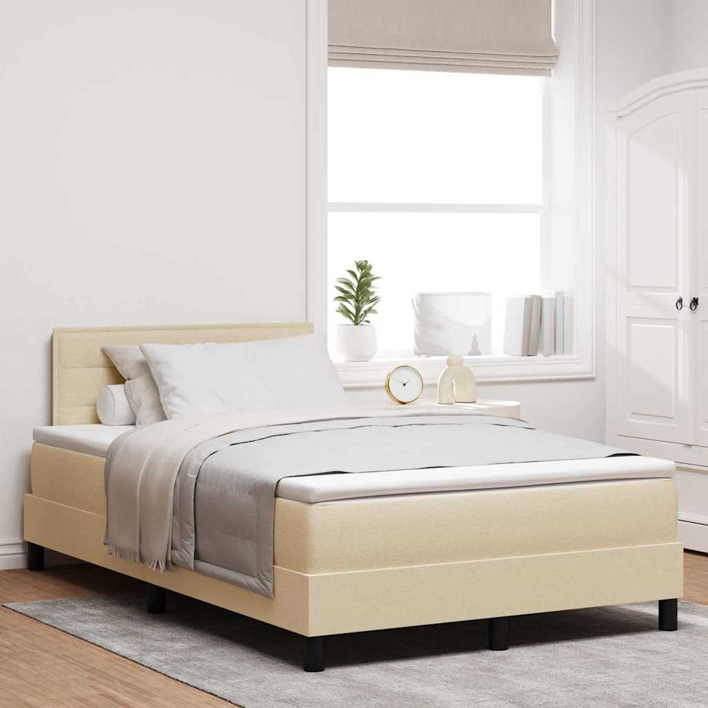 Letto a molle con materasso Crema 120 x 190 cm Tessuto