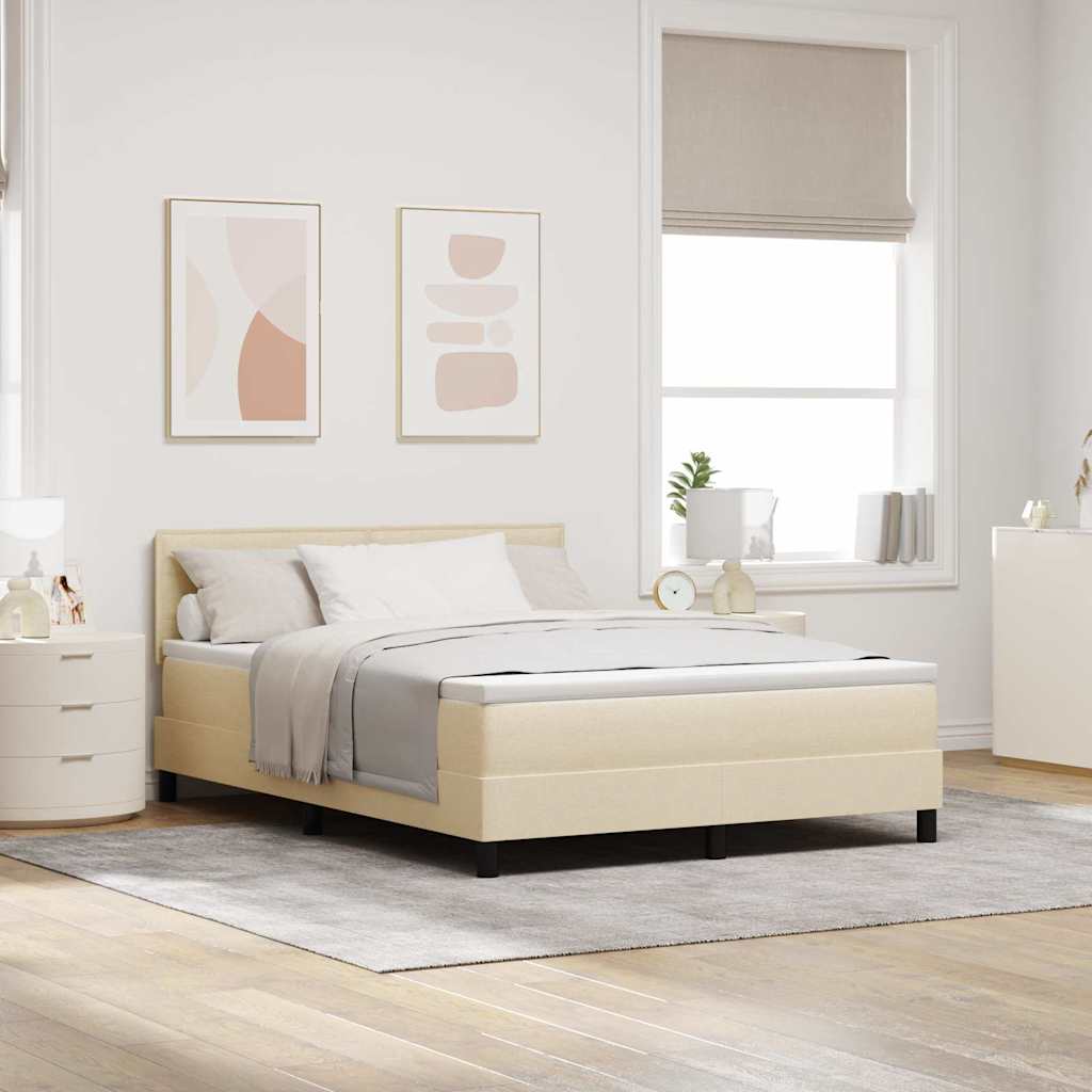 Letto a molle con materasso Crema 140 x 200 cm Tessuto