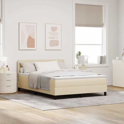 Letto a molle con materasso Crema 140 x 200 cm Tessuto