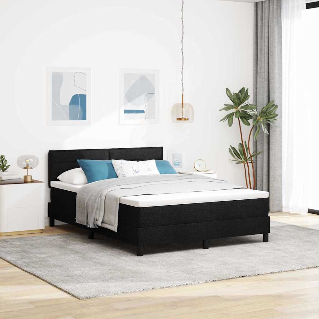 Letto a molle con materasso Nero 160 x 200 cm Tessuto