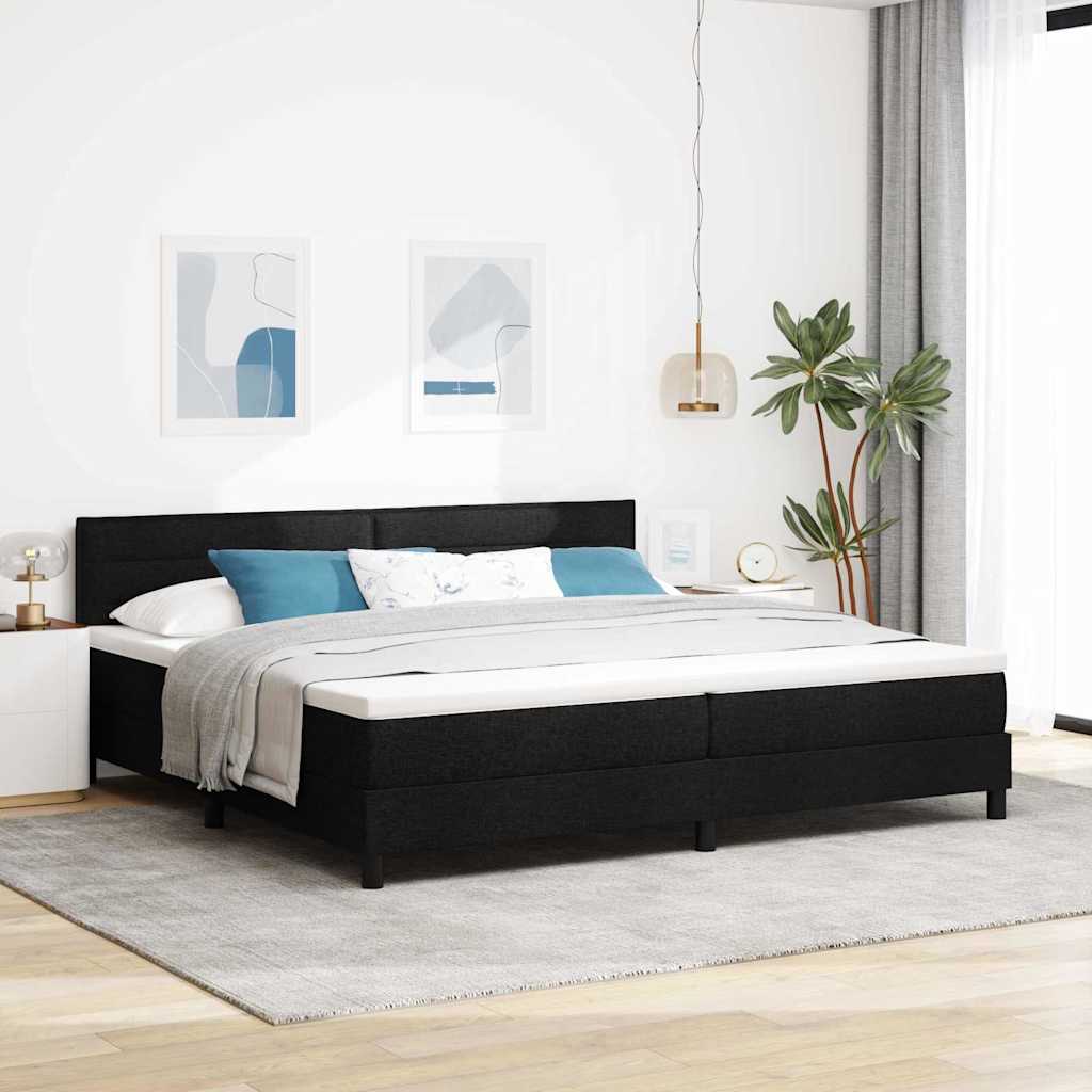 Letto a molle con materasso Nero 200 x 200 cm Tessuto