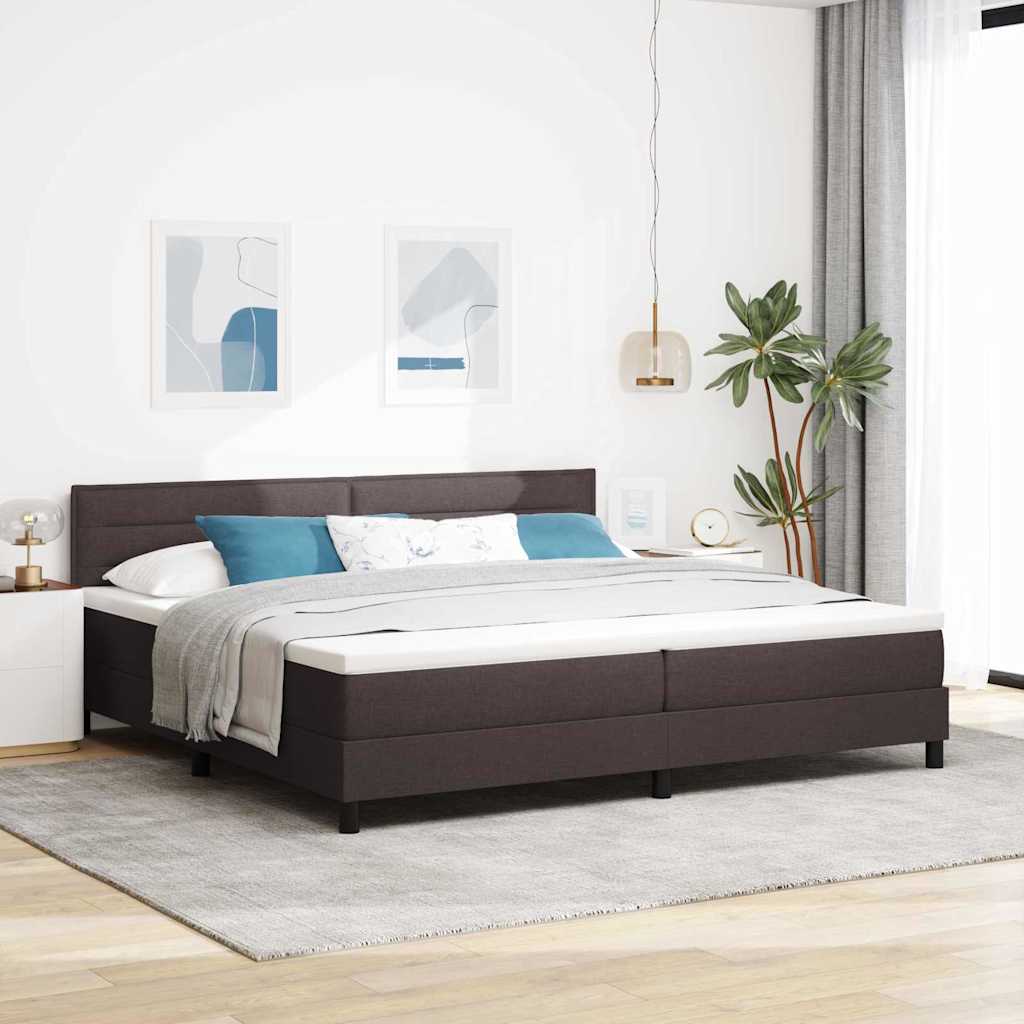 Letto a molle con materasso Marrone Scuro 200 x 200 cm Tessuto