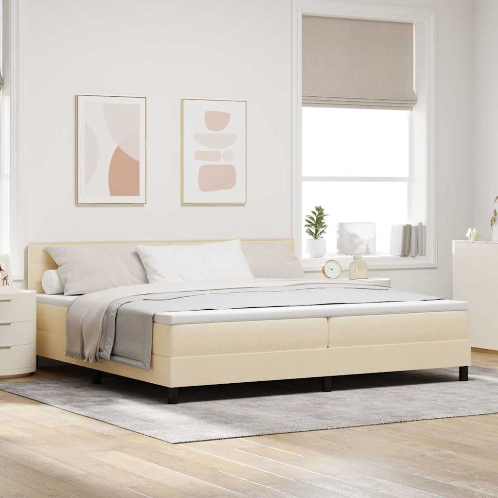 Letto a molle con materasso Crema 200 x 200 cm Tessuto