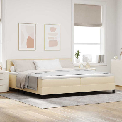 Letto a molle con materasso Crema 200 x 200 cm Tessuto