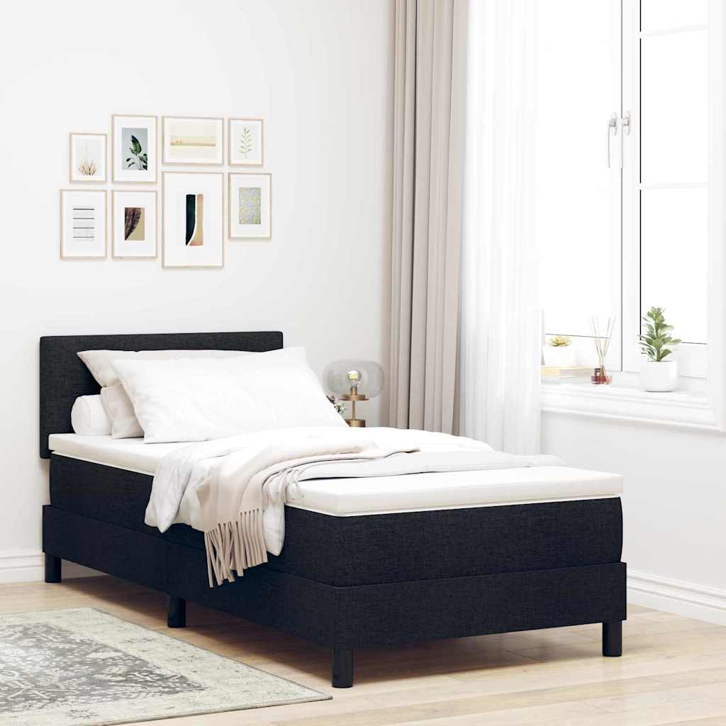 Letto a molle con materasso Nero 90 x 190 cm Tessuto