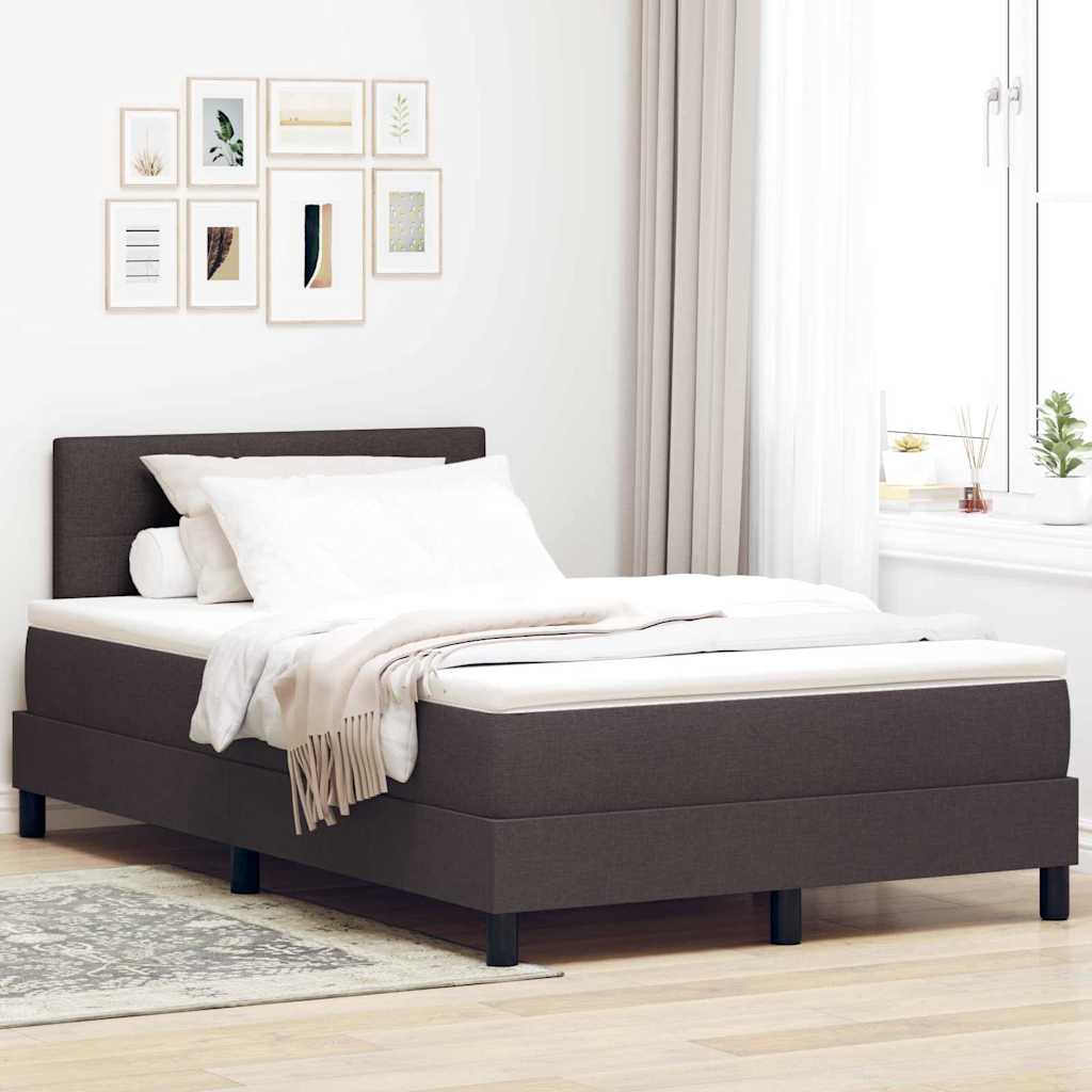 Letto a molle con materasso Marrone Scuro 120 x 190 cm Tessuto
