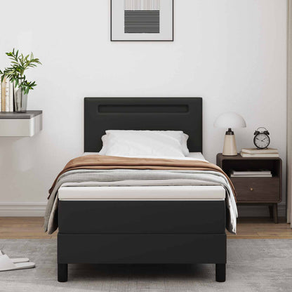 Letto a molle con materasso Nero 90 x 190 cm Pelle sintetica