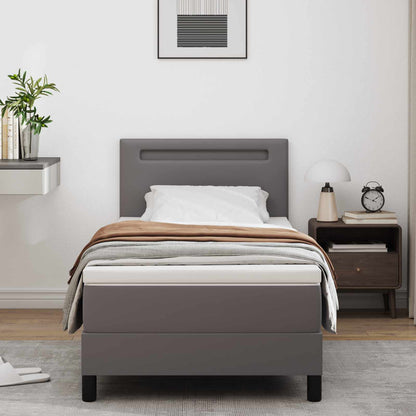 Letto a molle con materasso Grigio 90 x 190 cm Pelle sintetica