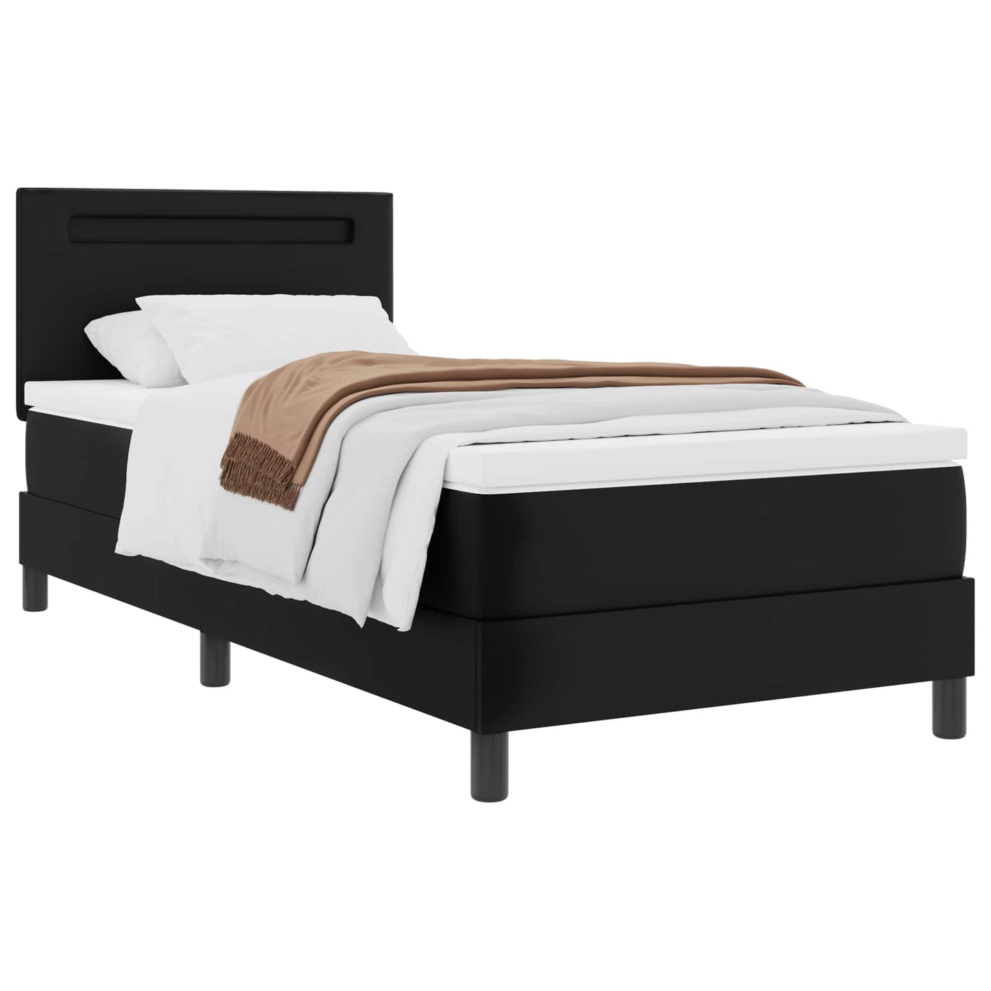 Letto a molle con materasso Nero 90 x 200 cm Pelle sintetica