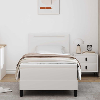 Letto a molle con materasso Bianco 90 x 200 cm Pelle sintetica