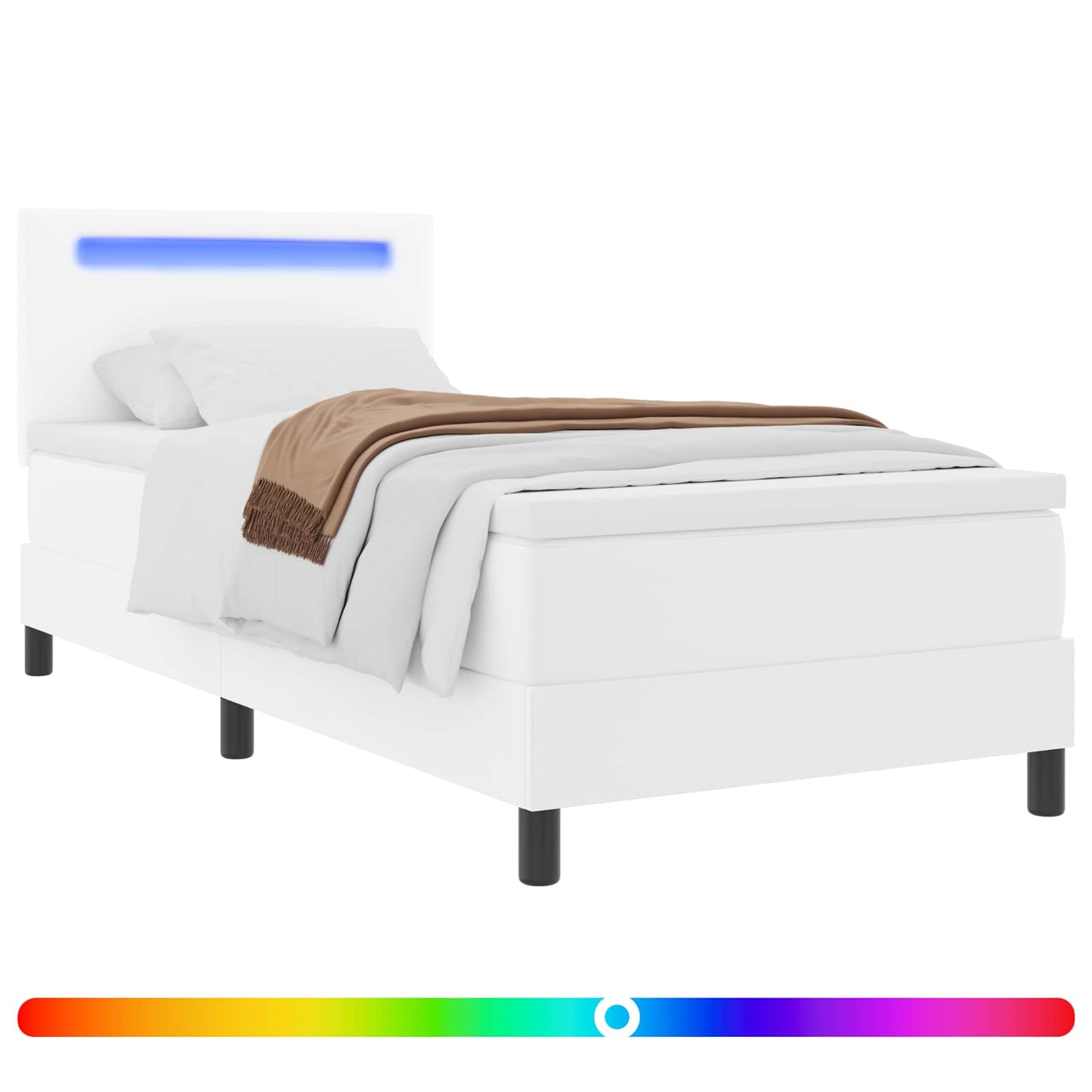 Letto a molle con materasso Bianco 90 x 200 cm Pelle sintetica