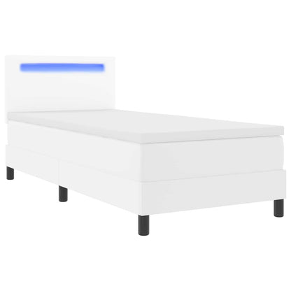 Letto a molle con materasso Bianco 90 x 200 cm Pelle sintetica
