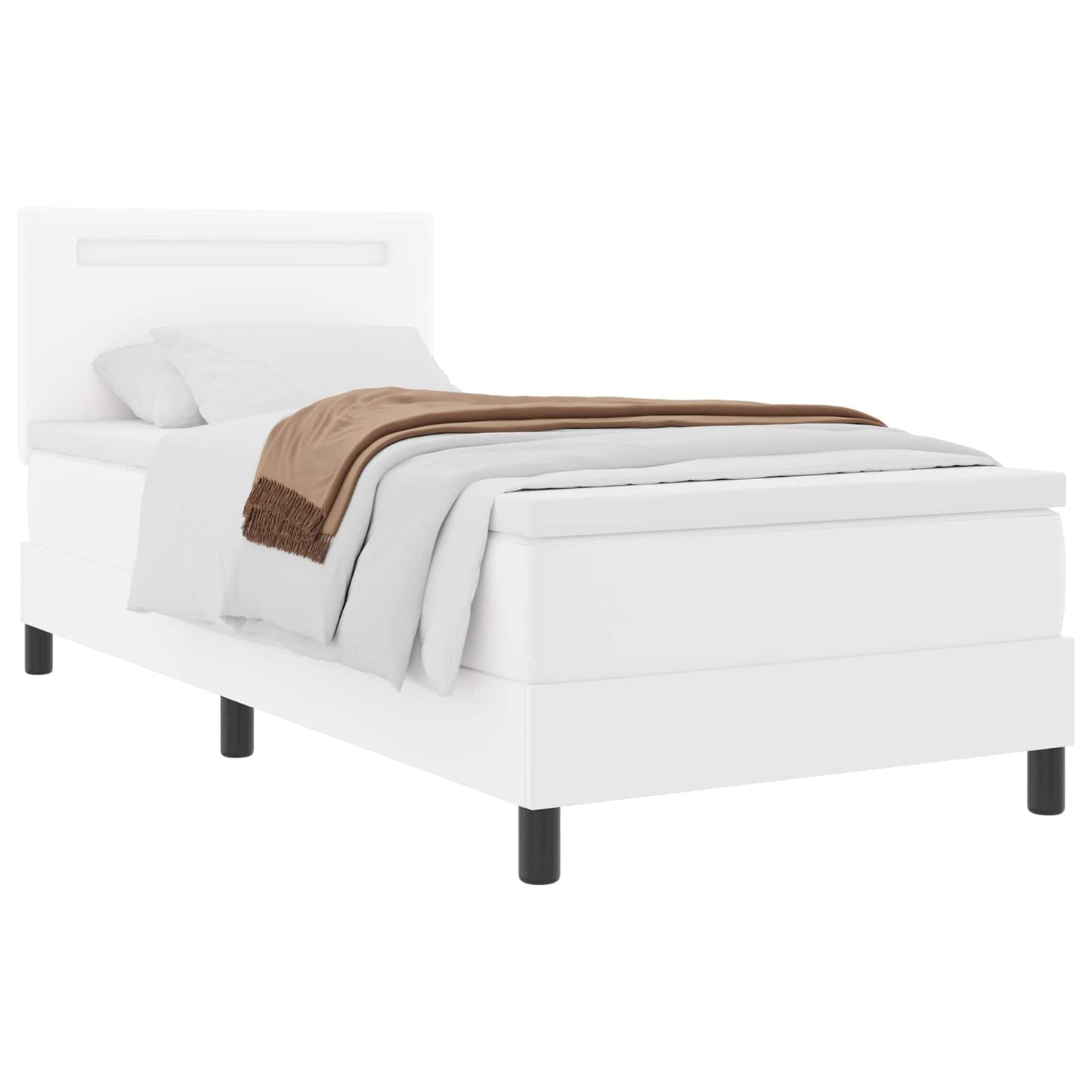 Letto a molle con materasso Bianco 90 x 200 cm Pelle sintetica