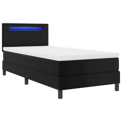 Letto a molle con materasso Nero 100 x 200 cm Pelle sintetica