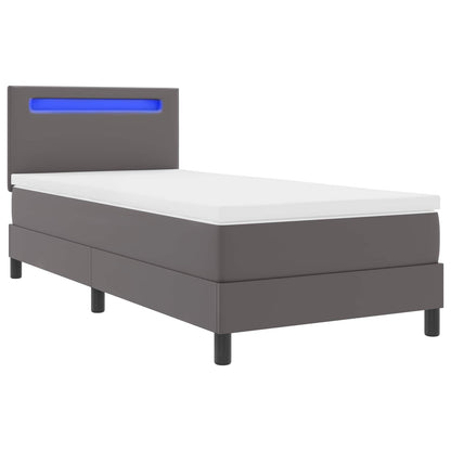 Letto a molle con materasso Grigio 100 x 200 cm Pelle sintetica