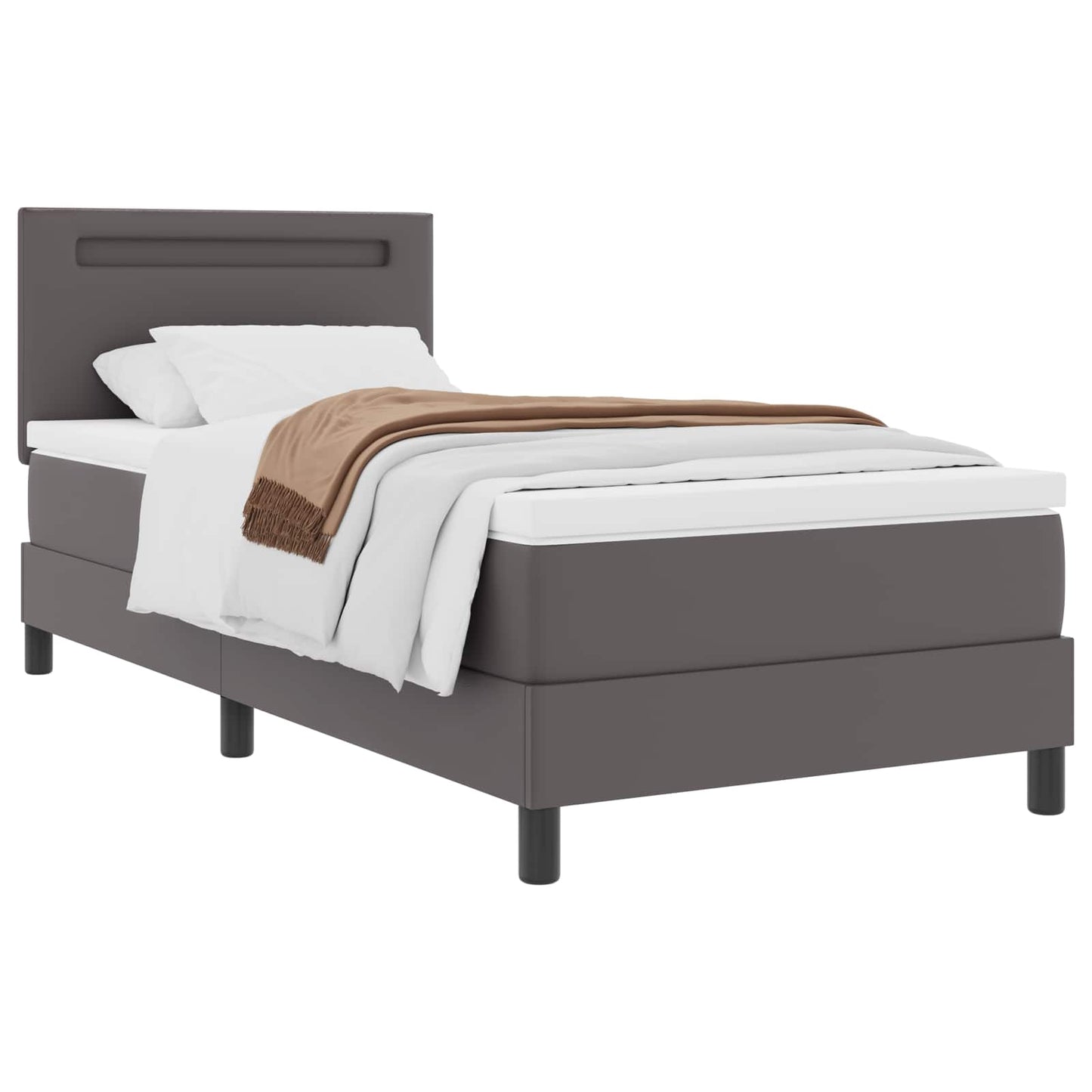 Letto a molle con materasso Grigio 100 x 200 cm Pelle sintetica