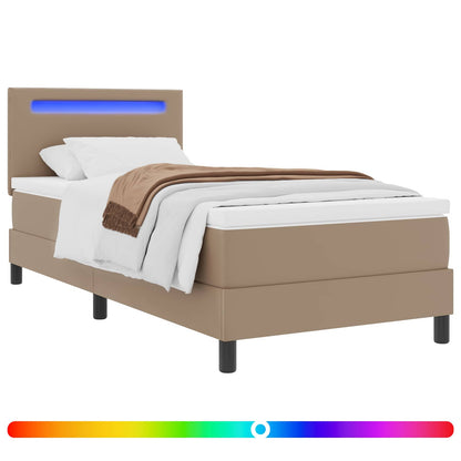Letto a molle Cappuccino 100 x 200 cm Pelle sintetica