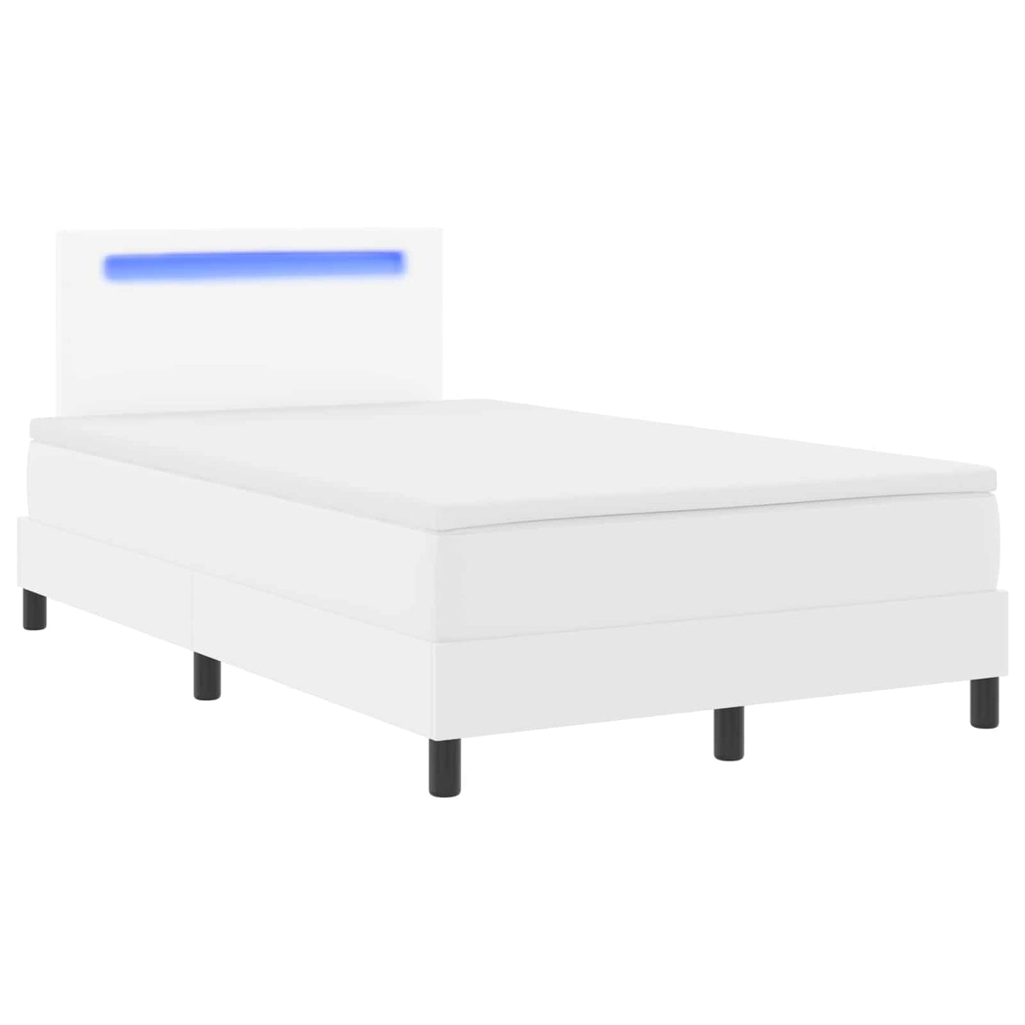 Letto a molle con materasso Bianco 120 x 190 cm Pelle sintetica