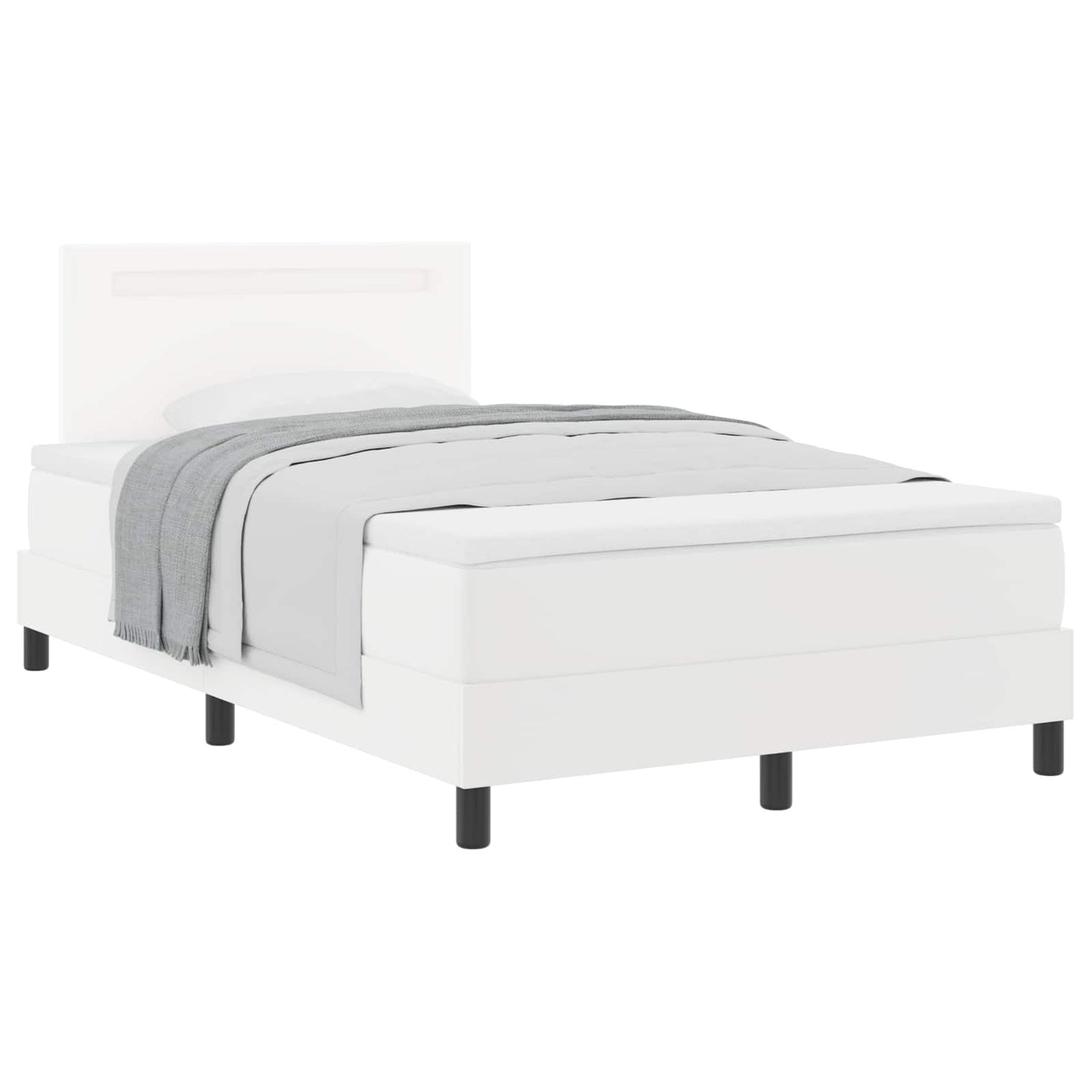 Letto a molle con materasso Bianco 120 x 190 cm Pelle sintetica