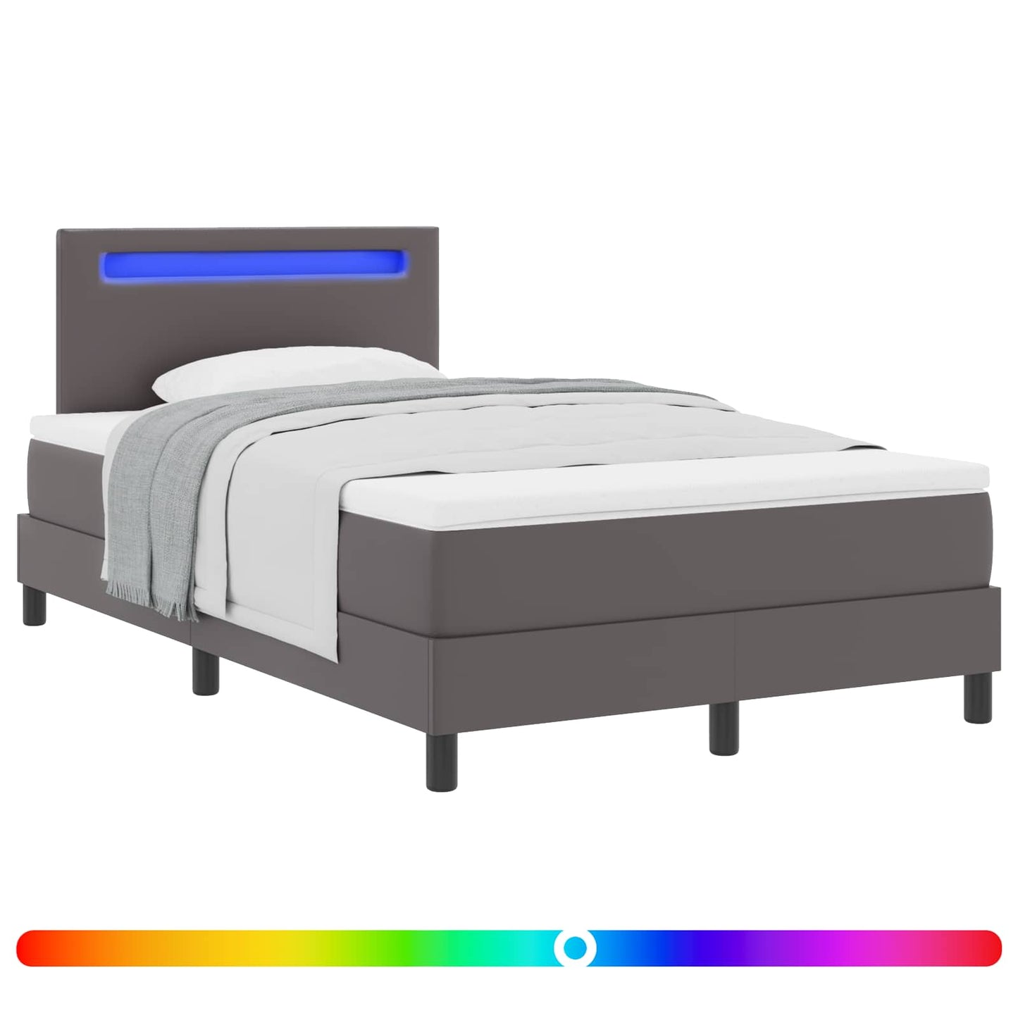 Letto a molle con materasso Grigio 120 x 190 cm Pelle sintetica