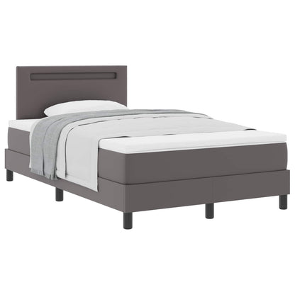 Letto a molle con materasso Grigio 120 x 190 cm Pelle sintetica