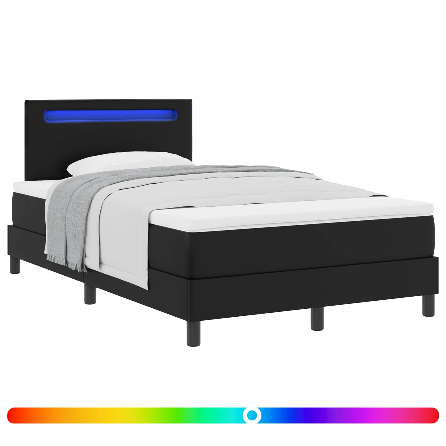 Letto a molle con materasso Nero 120 x 200 cm Pelle sintetica