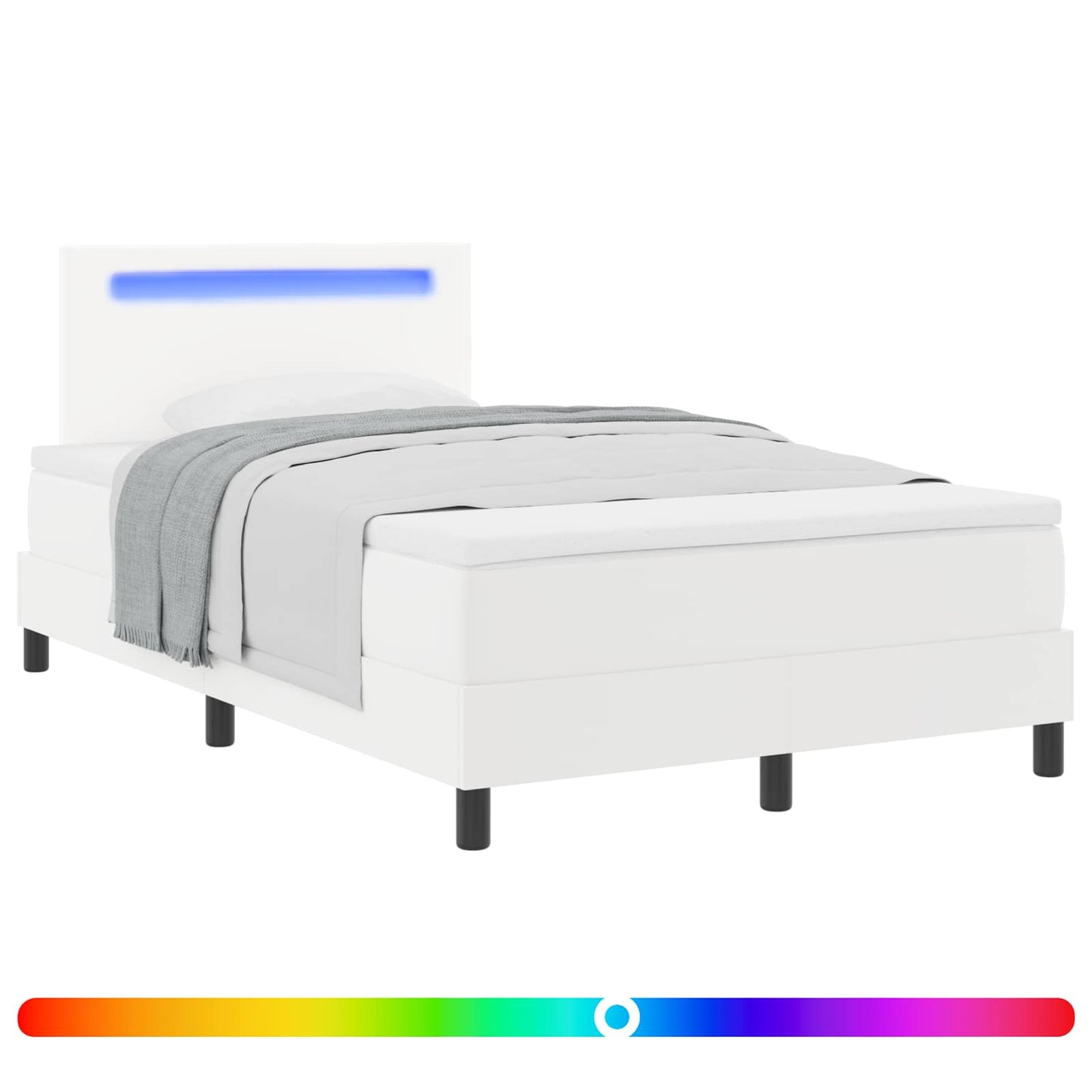 Letto a molle con materasso Bianco 120 x 200 cm Pelle sintetica