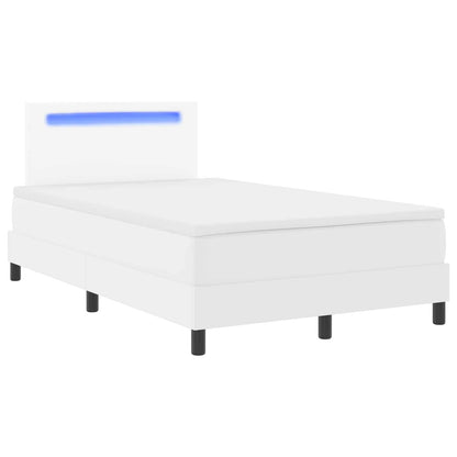 Letto a molle con materasso Bianco 120 x 200 cm Pelle sintetica