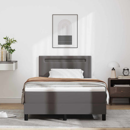 Letto a molle con materasso Grigio 120 x 200 cm Pelle sintetica