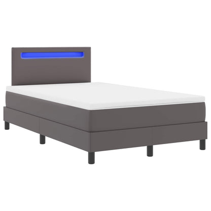 Letto a molle con materasso Grigio 120 x 200 cm Pelle sintetica