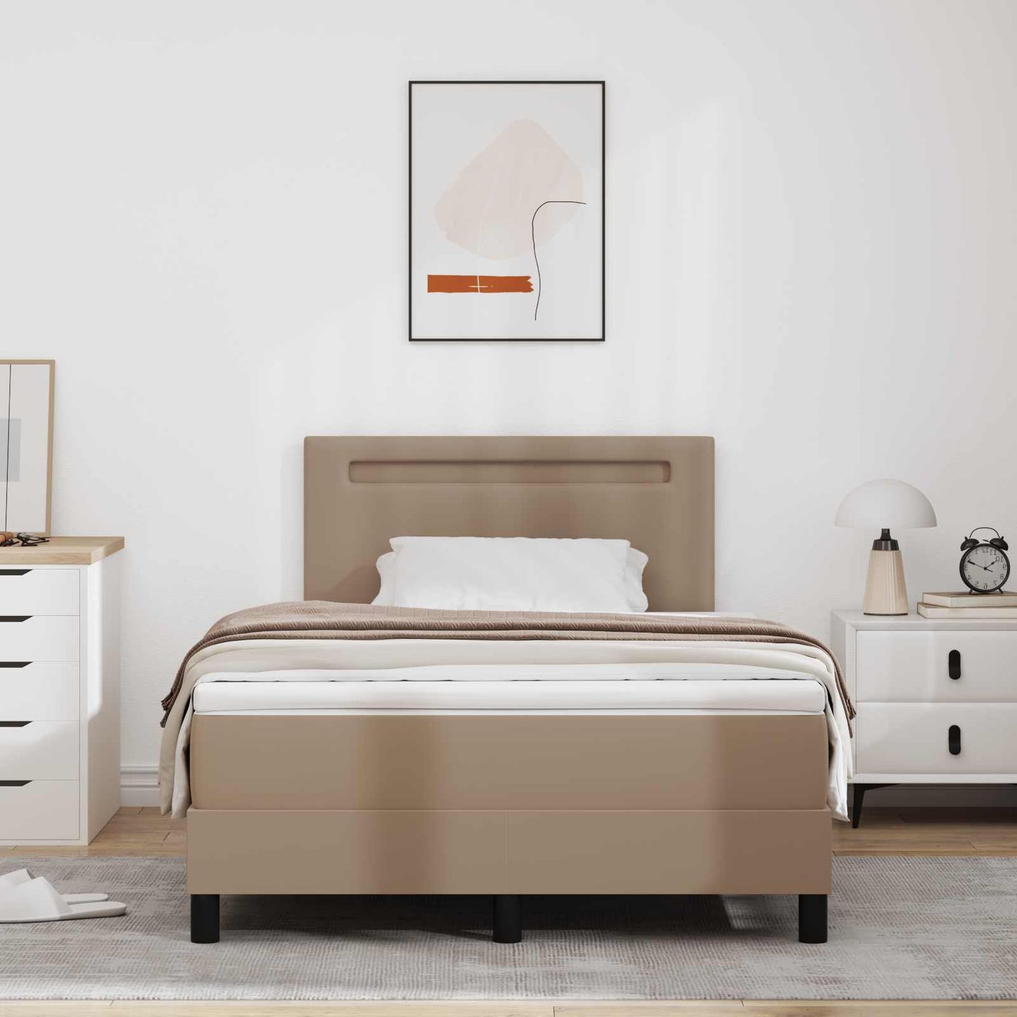 Letto a molle Cappuccino 120 x 200 cm Pelle sintetica