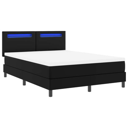 Letto a molle con materasso Nero 140 x 190 cm Pelle sintetica