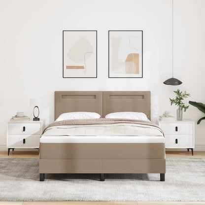 Letto a molle Cappuccino 140 x 190 cm Pelle sintetica