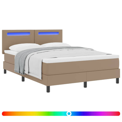 Letto a molle Cappuccino 140 x 190 cm Pelle sintetica