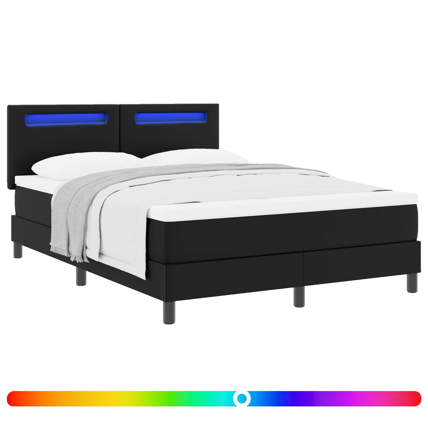 Letto a molle con materasso Nero 140 x 200 cm Pelle sintetica