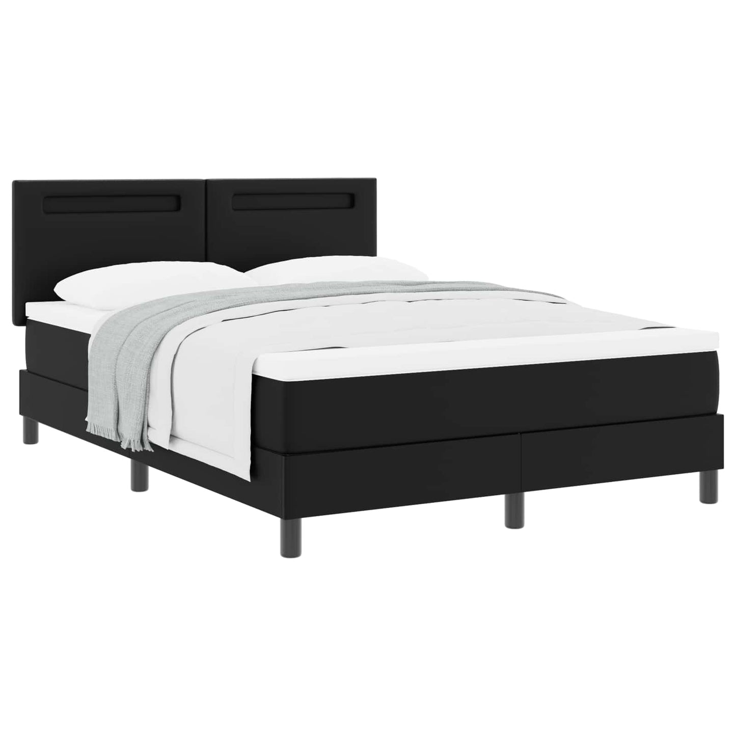 Letto a molle con materasso Nero 140 x 200 cm Pelle sintetica