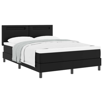 Letto a molle con materasso Nero 160 x 200 cm Pelle sintetica