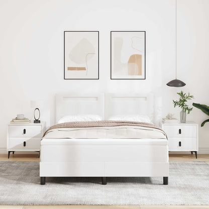 Letto a molle con materasso Bianco 160 x 200 cm Pelle sintetica