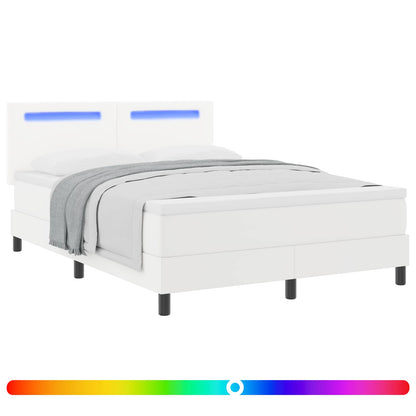 Letto a molle con materasso Bianco 160 x 200 cm Pelle sintetica
